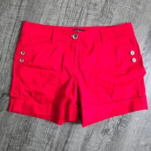 White House Black Market Bright Red ButtonDetail Shorts